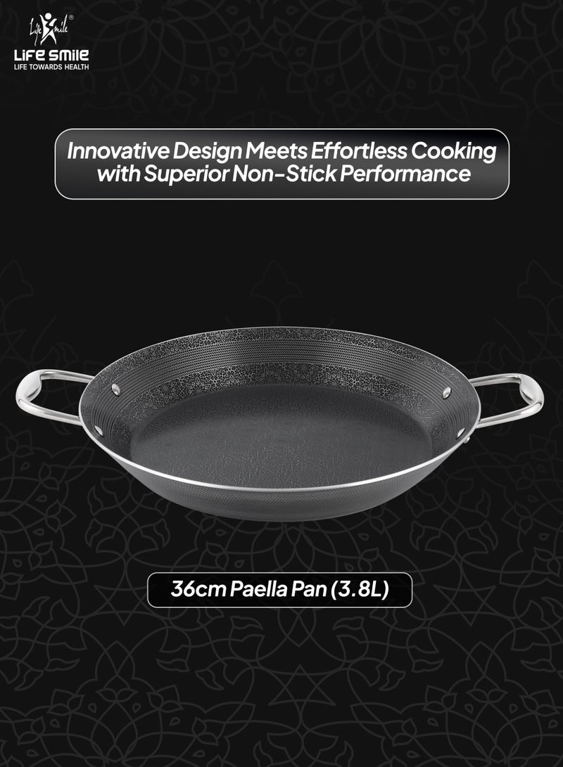 Life Smile 36cm Hybrid Stainless Steel Non-Stick Paella Pan with Induction Base (3.8L) - Image 3